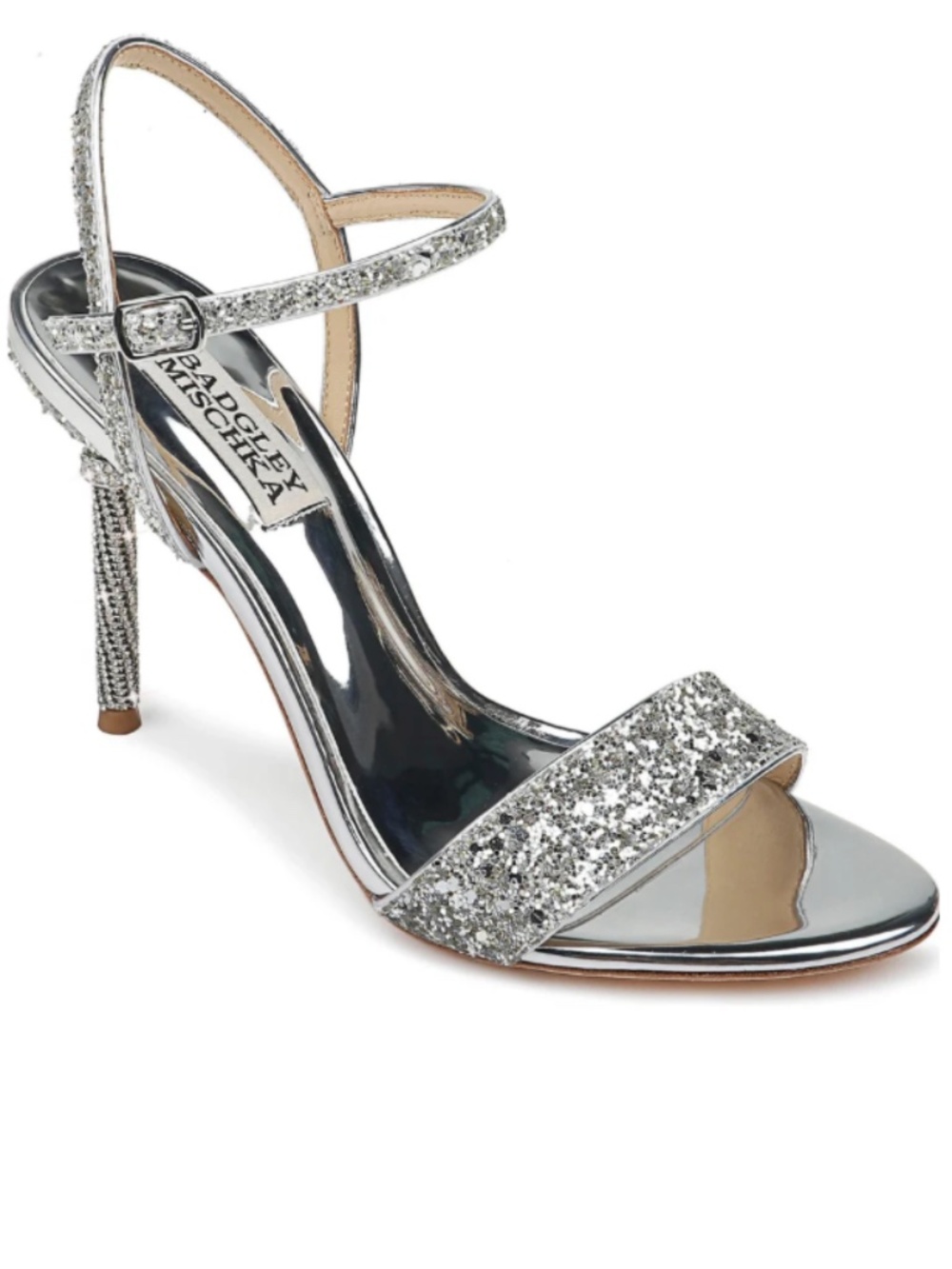 Badgley Mischka OLYMPIA Sandal, Silver Glitter